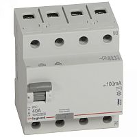 Выключатель дифференциальный (УЗО) RX3 4п 40А 100мА тип AC | код. 402067 |  Legrand